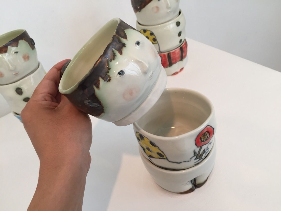 吉川千香子展3段重ねの湯飲み茶碗